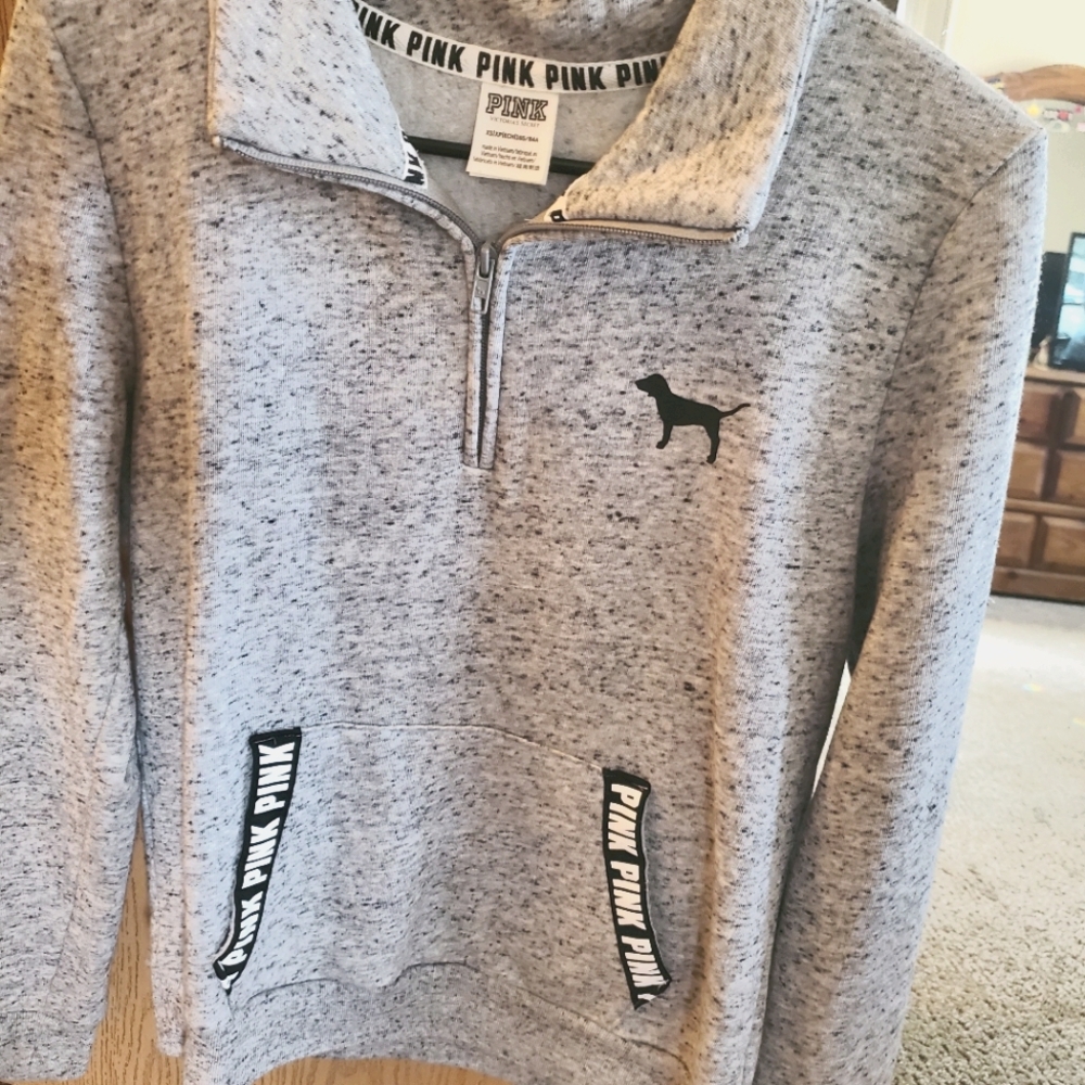 Victoria's Secret Pink- grey quarter zip pullover